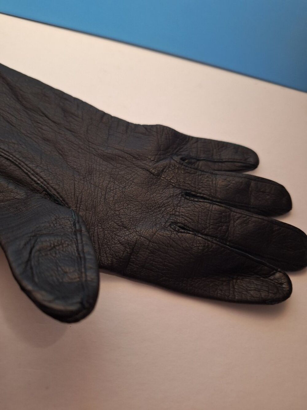 Black Leather Gloves Made in France Size 7 - Picture 6 of 16